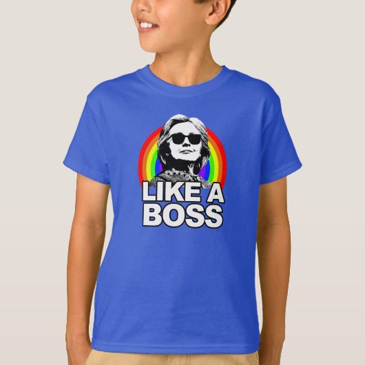Kinderen Hillary Clinton "like a boss" Rainbow-Shi T-shirt (Voorkant)