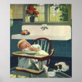  kinderen, hoeszetkamer keuken voor Baby Poster (Voorkant)