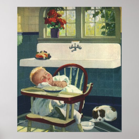  kinderen, hoeszetkamer keuken voor Baby Poster (Voorkant)