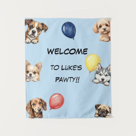 Kinderen Hond Feest Banner Wandkleed (Voorkant)