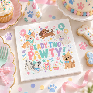 Kinderen Hondje 2e Verjaardag Klaar Twee Pawty Fee Servet