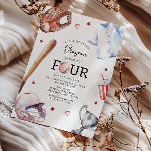 Kinderen honkbal 4e verjaardagsfeest uitnodiging