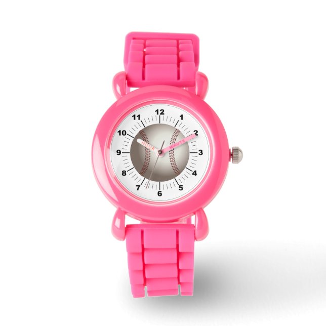 Kinderen Honkbal Roze Glitter Strap Horloge (Voorkant)