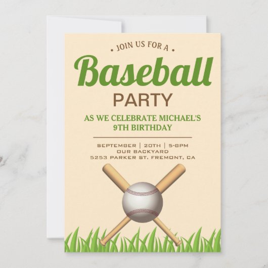 Kinderen honkbal verjaardagsfeestje kaart (Voorkant)