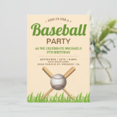 Kinderen honkbal verjaardagsfeestje kaart (Staand voorkant)