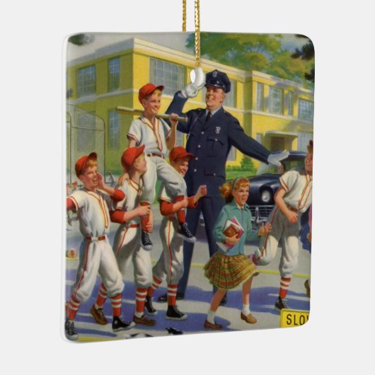  kinderen, honkbalspelers die de grenswacht overst keramisch ornament (Rechts)