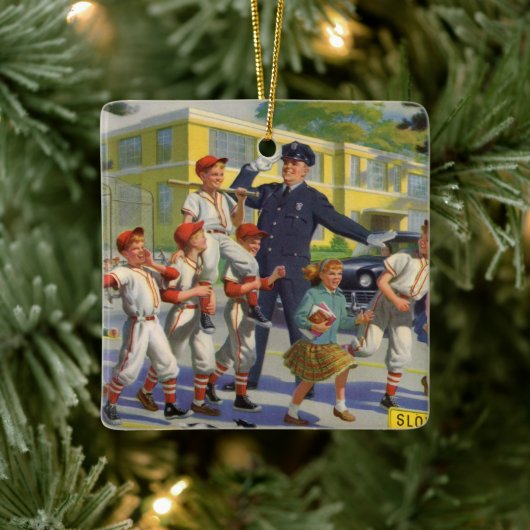  kinderen, honkbalspelers die de grenswacht overst keramisch ornament (Boom)