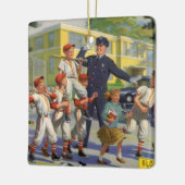  kinderen, honkbalspelers die de grenswacht overst keramisch ornament (Links)