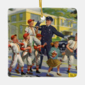  kinderen, honkbalspelers die de grenswacht overst keramisch ornament (Voorkant)