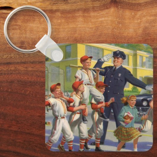  kinderen, honkbalspelers die de grenswacht overst sleutelhanger (Voorkant)