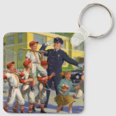  kinderen, honkbalspelers die de grenswacht overst sleutelhanger (Achterkant)