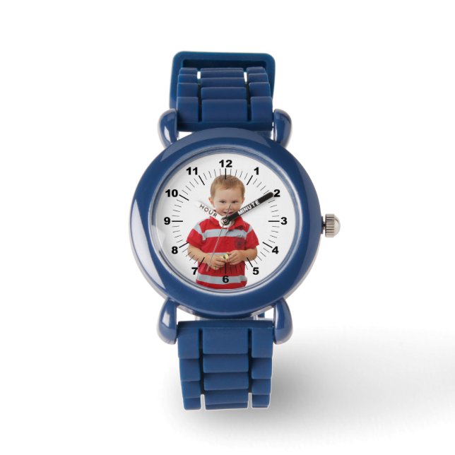 Kinderen horloge - Gepersonaliseerd - Blauw (Voorkant)