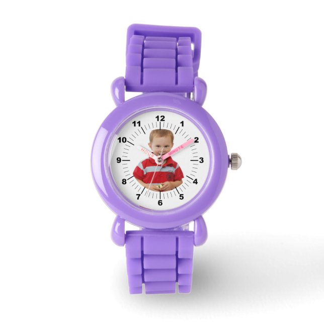 Kinderen horloge - Gepersonaliseerd - Paarse (Voorkant)