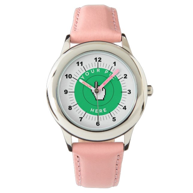 Kinderen horloge - gepersonaliseerd - roze genumme (Voorkant)