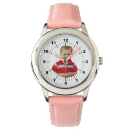 Kinderen horloge - gepersonaliseerd - roze genumme