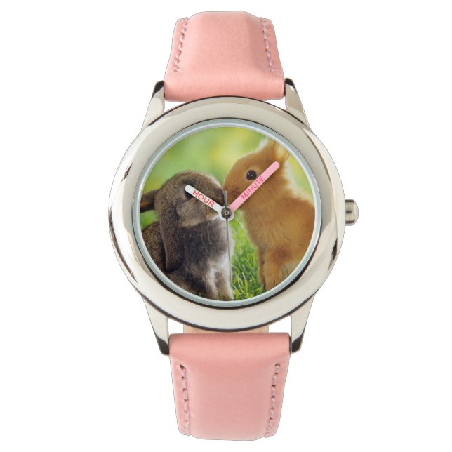 Kinderen horloge konijnenkonijn knuffel bruin groe (Voorkant)