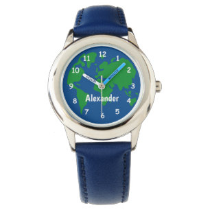 Kinderen horloge met Planet Earth en aangepaste na