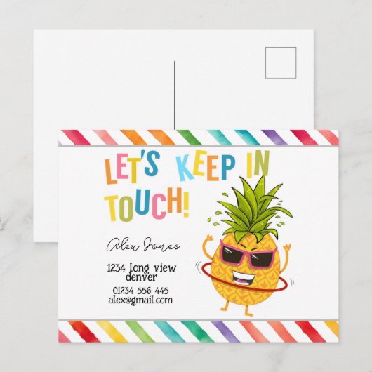 Kinderen houden contact met KIT Square Sticker Fav Briefkaart (Voorkant / Achterkant)