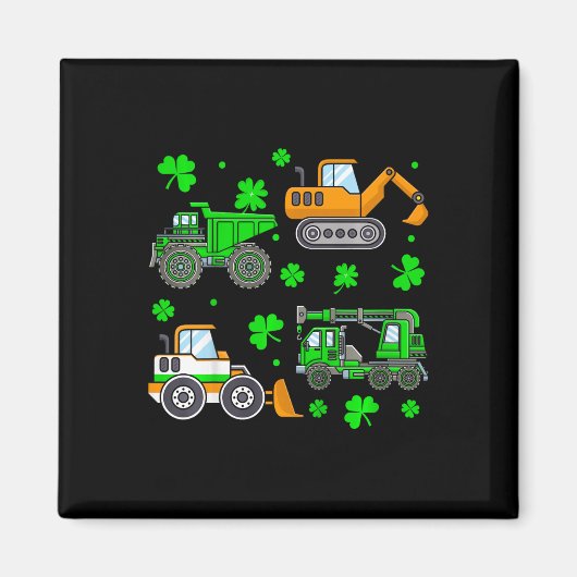 Kinderen Ierse Bouwtruck Kraan St. Patrick's Dag Magneet (Voorkant)
