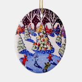 Kinderen IJs Schaats Kerst Rond Ornament (Rechts)
