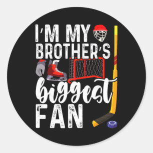Kinderen IJshockey Grote Broers Grootste Fan Voor Ronde Sticker
