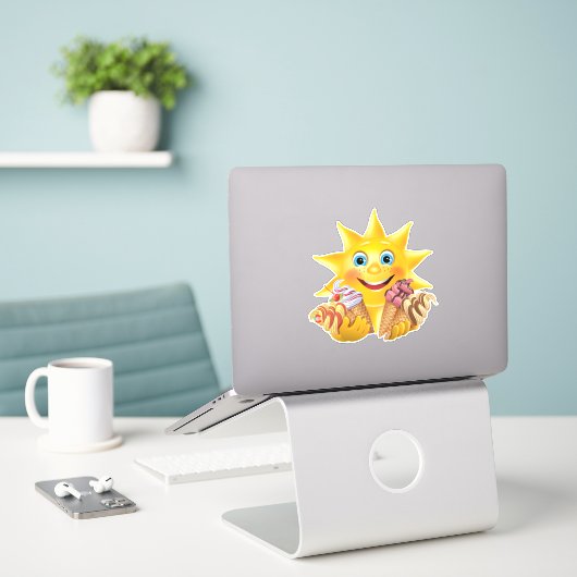 Kinderen Ijsje Sticker (Laptop op bureau)