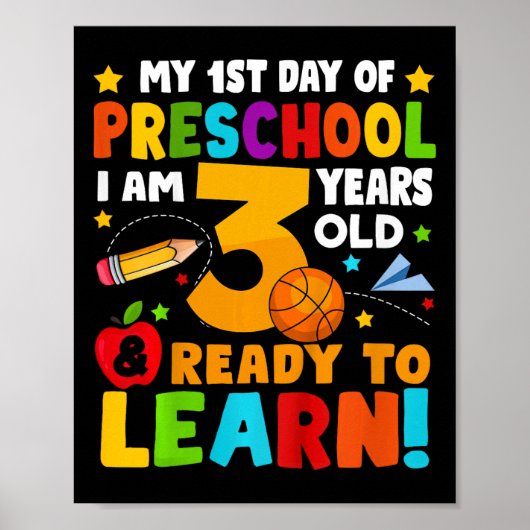 Kinderen ik ben 3 klaar om te leren eerste schoold poster (Voorkant)