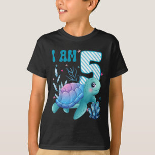Kinderen Ik ben 5 jaar 5e verjaardag Zeeschildpadd T-shirt