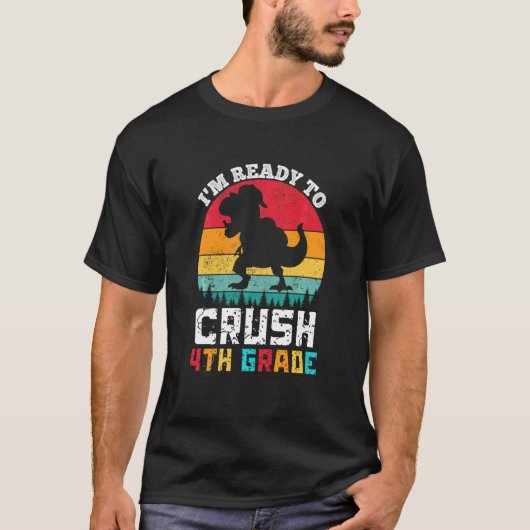 Kinderen ik ben klaar om 4e vierde klas dinosaurus t-shirt (Voorkant)