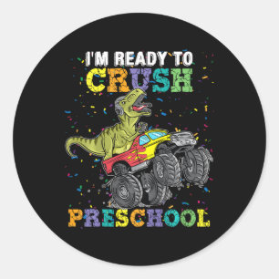 Kinderen ik ben klaar om Pre K Monster Truck Dinos Ronde Sticker