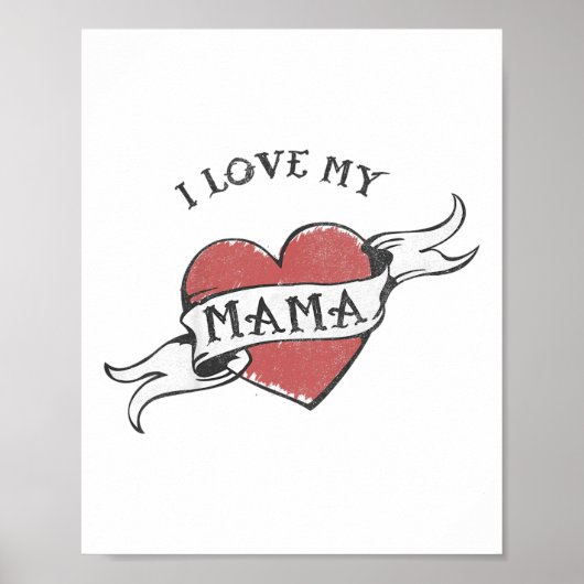 Kinderen Ik hou van mijn mama hart tattoo Moederda Poster (Voorkant)