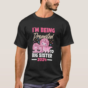 Kinderen ik word gepromoveerd tot grote zus dinosa t-shirt