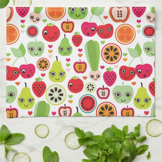 kinderen illustratieappel theedoek (Gevouwen)