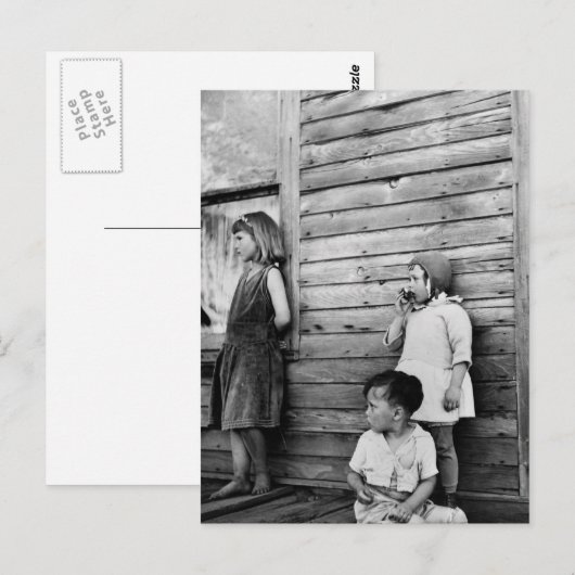 Kinderen in armoede: jaren dertig briefkaart (Voorkant / Achterkant)