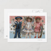 Kinderen in blauw, wit en roze briefkaart (Voorkant / Achterkant)