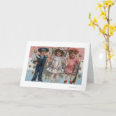 Kinderen in blauw, wit en roze kaart (Gele Bloem)