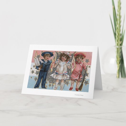 Kinderen in blauw, wit en roze kaart (Voorkant)