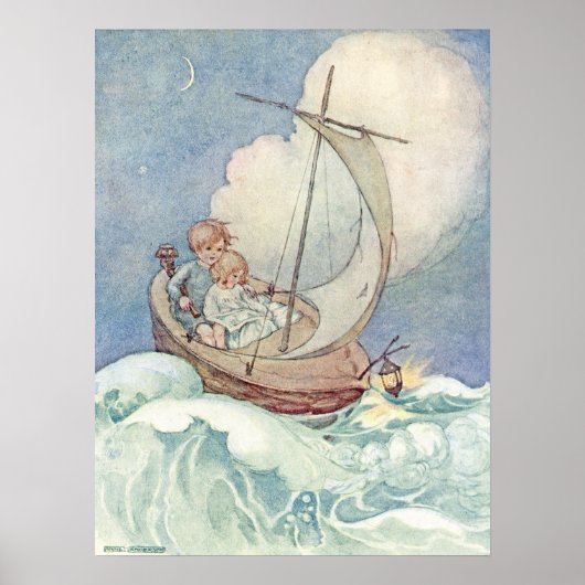  kinderen in Boat door Anne Anderson Poster (Voorkant)