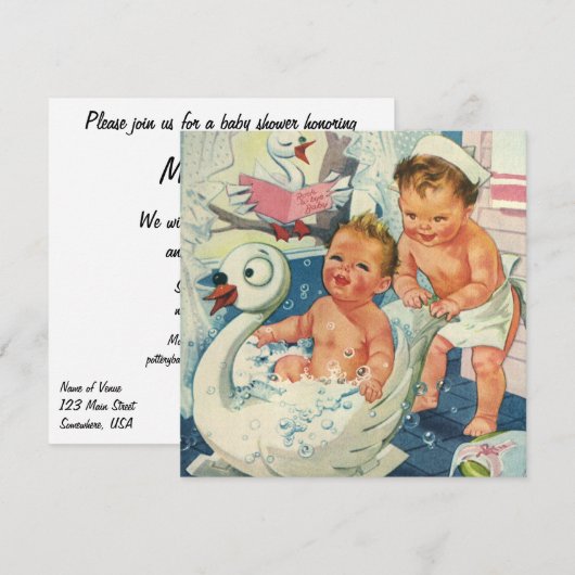  Kinderen in Bubble Bath Baby shower Invitation Kaart (Voorkant / Achterkant)