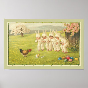 Kinderen in Bunny Suits Easter Poster