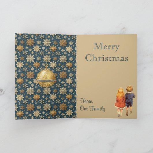 Kinderen in Christmas Lane Feestdagen Kaart (Binnen)