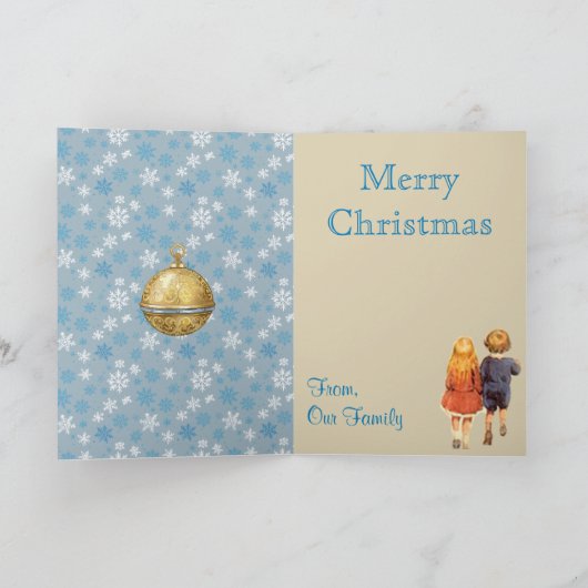 Kinderen in Christmas Lane Feestdagen Kaart (Binnen)