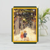 Kinderen in Christmas Lane Platte Fotokaart Kaart (Staand voorkant)
