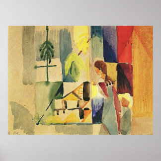 Kinderen in de groenteshop (II) door August Mack Poster