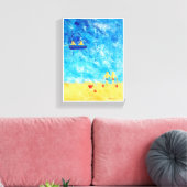 Kinderen in de hedendaagse Seaside Kunst Canvas Afdruk (Insitu (Woonkamer))