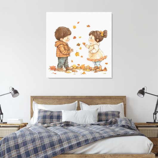 Kinderen in de Herfst Canvas Afdruk (Insitu (Slaapkamer))