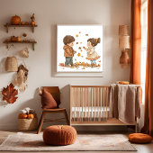 Kinderen in de Herfst Canvas Afdruk