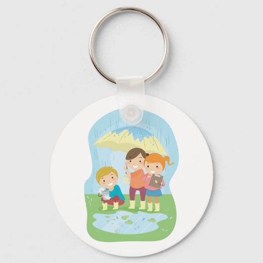 Kinderen in de regen sleutelhanger (Achterkant)