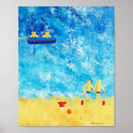 Kinderen in de Seaside Contemmodern Art Print