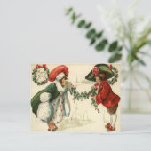 Kinderen in de sneeuw briefkaart (Staand voorkant)